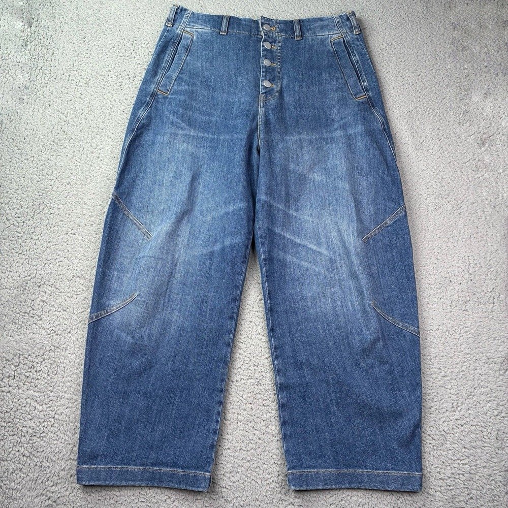 Anthropologie Pilcro Arin Barrel Jeans Women's 31 Blue Denim High Rise Casual